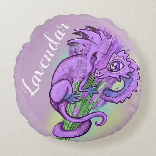 Kleine Herb Garden Dragon Lavendar Rond Kussen (Voorkant)