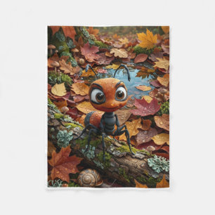 Kleine herfst mier houtland gevallen bladeren fleece deken