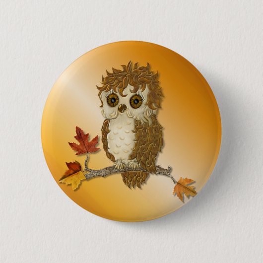 Kleine herfst Whoo Uil Ronde Button 5,7 Cm (Voorkant)