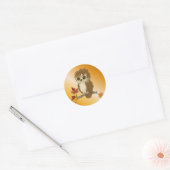 Kleine herfst Whoo Uil Ronde Sticker (Envelop)