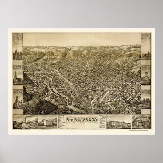 Kleine Herfsten, NY Panoramic Map - 1881 Poster (Voorkant)