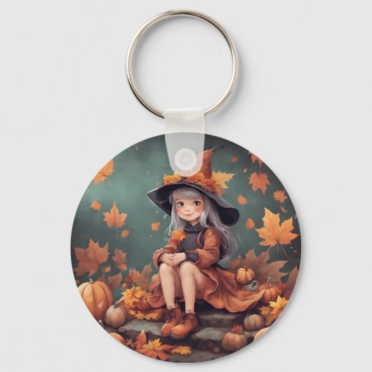 Kleine herfstheks sleutelhanger (Achterkant)