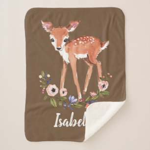 Kleine hert gepersonaliseerde naam baby sherpa bla deken