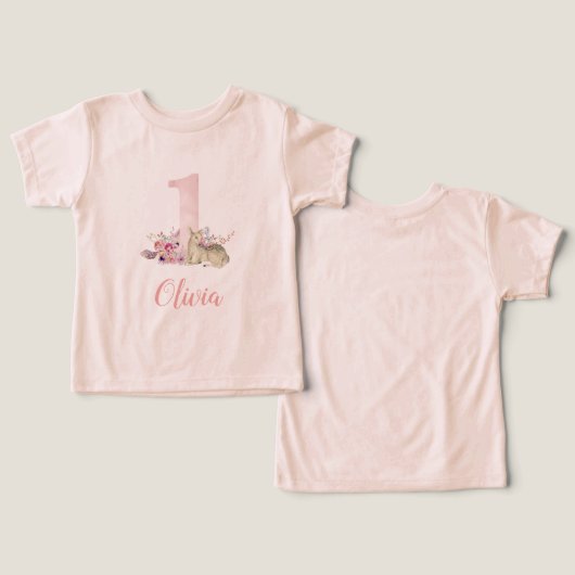 Kleine Herten Eerste Verjaardag Monogram (Ontwerp Voorkant & Achterkant)