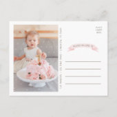 Kleine Herten Eerste Verjaardagsfeest Foto uitnodi Uitnodiging Briefkaart (Achterkant)