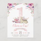 Kleine Herten Eerste Verjaardagsfeest Foto uitnodi Uitnodiging Briefkaart (Voorkant)