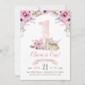 Kleine Herten Eerste Verjaardagsfeestuitnodiging Kaart (Voorkant)