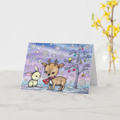 Kleine herten en konijn in de Kaart van de sneeuwv (Gele Bloem)