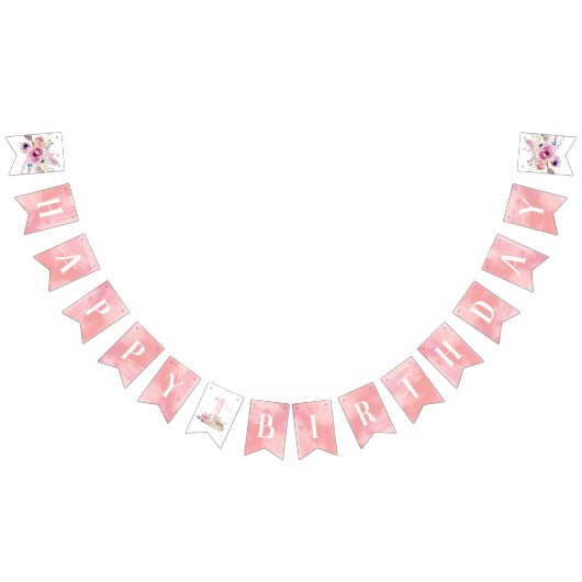 Kleine Herten Gelukkige Eerste Verjaardag Vlaggetjes (Alle)