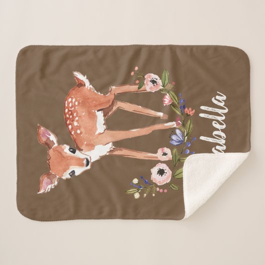 Kleine herten gepersonaliseerde naam baby sherpa d sherpa deken (Voorkant (horizontaal))