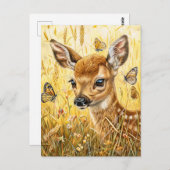 Kleine herten in insectenrijke weide briefkaart (Voorkant / Achterkant)