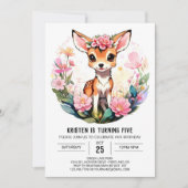 Kleine Herten Meisje Verjaardag Uitnodiging (Voorkant)