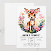 Kleine Herten Meisje Verjaardag Uitnodiging (Voorkant / Achterkant)