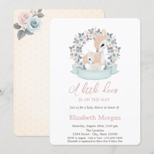 Kleine hertenbloemen aquarel babyshower kaart