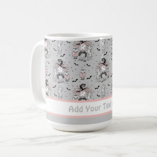 Kleine hidjameisjes met vleermuizen en eigenaars koffiemok