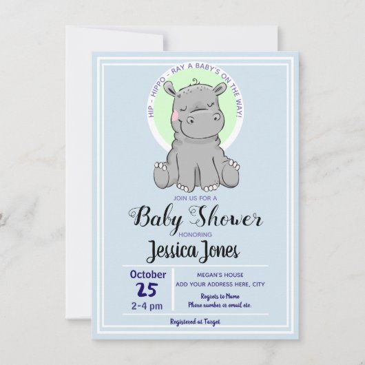 Kleine hippo-babyschoeiseluitvindingen kaart (Voorkant)