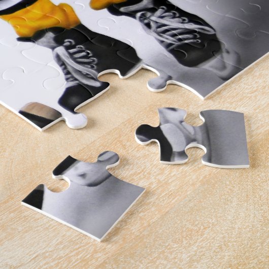 kleine hockeyspelers op faceoff puzzle legpuzzel (Zijkant)