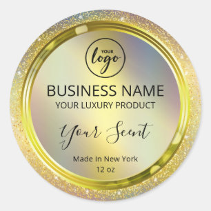 Kleine holografische Gold Glitter-productlabels Ronde Sticker