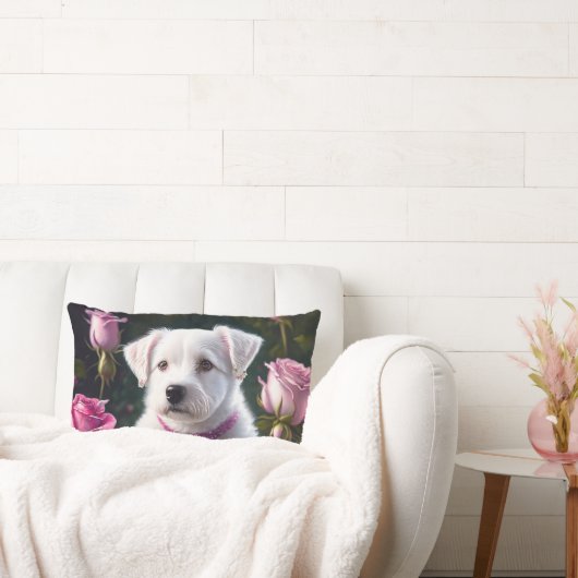 Kleine hond en Roos Collectie Kussen (Bank)