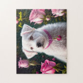 Kleine hond en Roos Collectie Legpuzzel (Verticaal)