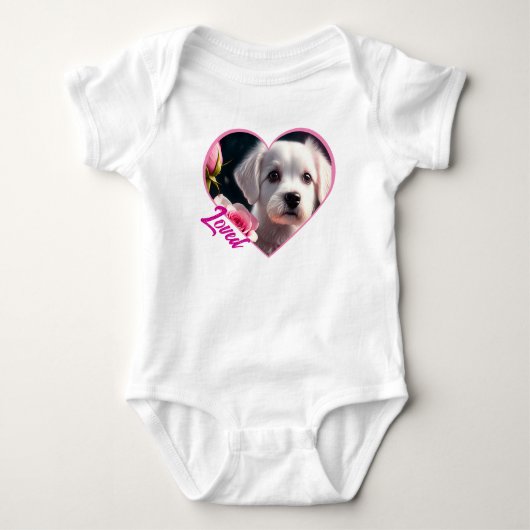 Kleine hond en Roos Collectie Romper (Voorkant)