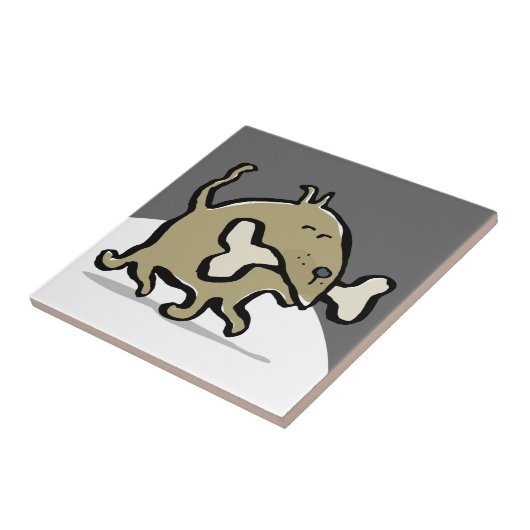 kleine hond, groot bot tegeltje (Zijkant)