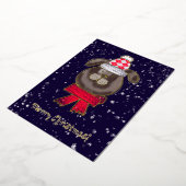 Kleine hond met gebreid pet en sjaal folie uitnodiging (Gedraaid)