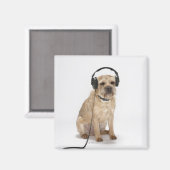 Kleine hond met hoofdtelefoon magneet (Voorkant / Achterkant)