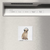 Kleine hond met hoofdtelefoon magneet (Insitu (Vaatwasser))
