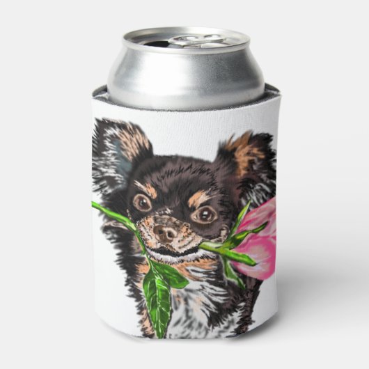 Kleine hond met Roos Koelbox Romantic Blikjeskoeler (Blikje Voorkant)