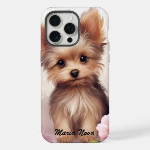 Kleine hond met strik – Illustratie van een knuffe iPhone 15 Pro Max Case
