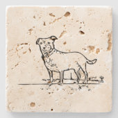 Kleine hond stenen onderzetter (Voorkant)