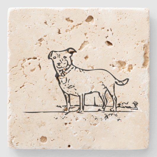 Kleine hond stenen onderzetter (Voorkant)