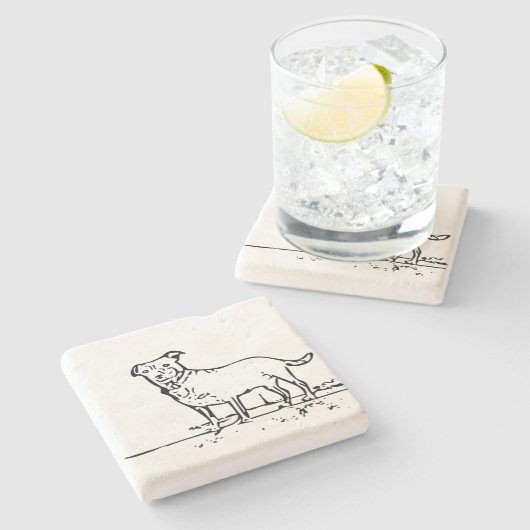 Kleine hond stenen onderzetter (Zijkant)