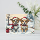 Kleine Honden in Preppy Winter Kleding en Pet Kaar (Staand voorkant)