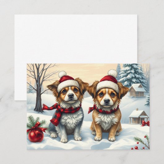 Kleine Honden in Preppy Winter Kleding en Pet Kaar (Voorkant / Achterkant)