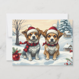 Kleine Honden in Preppy Winter Kleding en Pet Wint Briefkaart