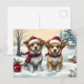 Kleine Honden in Preppy Winter Kleding en Pet Wint Briefkaart (Voorkant / Achterkant)