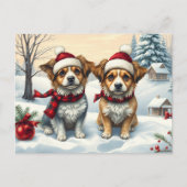 Kleine Honden in Preppy Winter Kleding en Pet Wint Briefkaart (Voorkant)