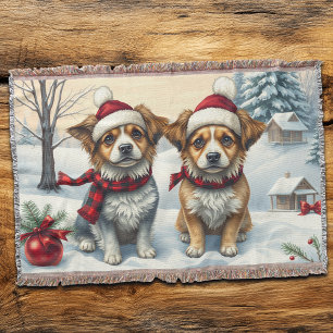 Kleine Honden in Preppy Winter Kleding en Pet Wint Deken