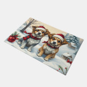 Kleine Honden in Preppy Winter Kleding en Pet Wint Deurmat (Schuin)