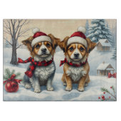 Kleine Honden in Preppy Winter Kleding en Pet Wint Snijplank (Voorkant)