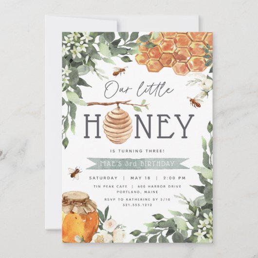 Kleine honing | Bee Thleed Kids Birthday Party Kaart (Voorkant)