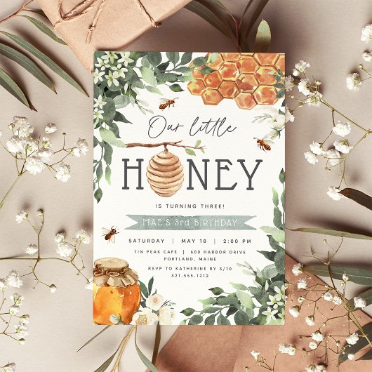 Kleine honing | Bee Thleed Kids Birthday Party Kaart