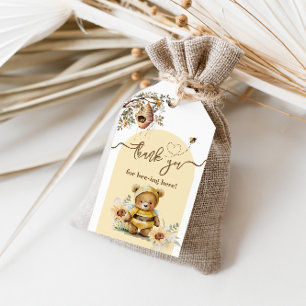 Kleine honing Beer Baby shower Bedankt hier Cadeaulabel