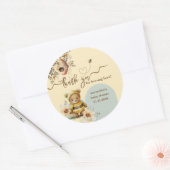 Kleine honing Beer Baby shower Bedankt hier Ronde Sticker (Envelop)