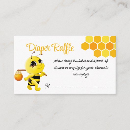 Kleine honing manier bijen baby shower luier loter informatiekaartje (Voorkant)