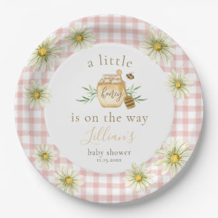 Kleine honing op komst Roze geruite babyshower Papieren Bordje