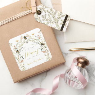 Kleine Honing Wilde Bloem Bij Baby Shower Vierkante Sticker