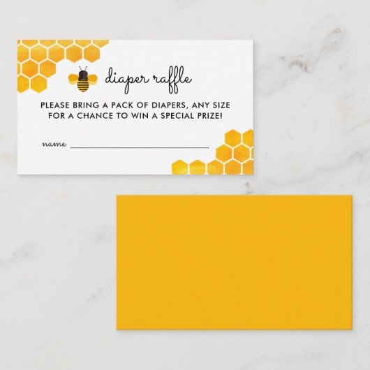 Kleine honingbij baby shower luier raffle informatiekaartje (Voorkant / Achterkant)